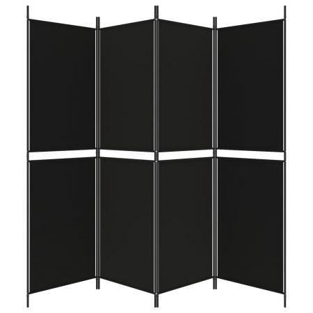 4-Panel Room Divider Black 200x180 cm Fabric