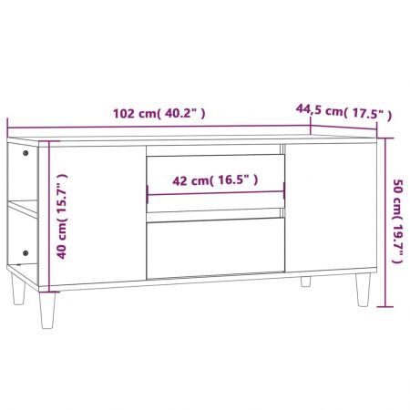 TV Cabinet Grey Sonoma 102x44.5x50 cm Engineered Wood