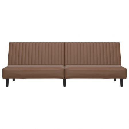 2-Seater Sofa Bed Brown Faux Leather