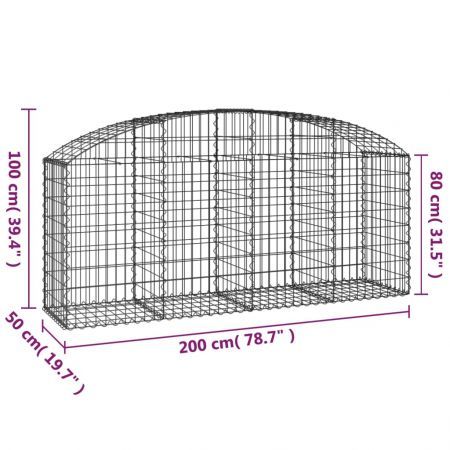 Arched Gabion Basket 200x50x80/100 cm Galvanised Iron