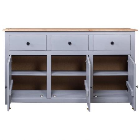 Sideboard Grey 135x40x80 cm Solid Pinewood Panama Range