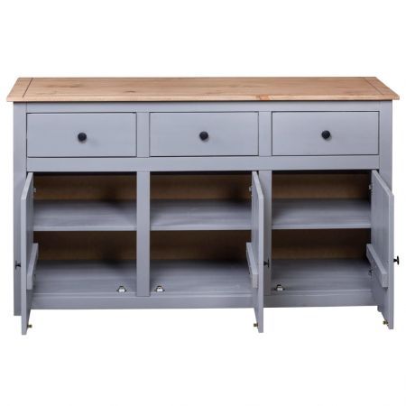 Sideboard Grey 135x40x80 cm Solid Pinewood Panama Range