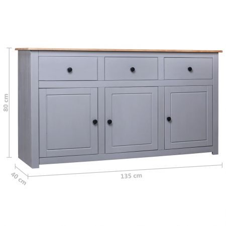 Sideboard Grey 135x40x80 cm Solid Pinewood Panama Range