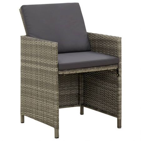 Garden Chairs with Cushions 4 pcs Poly Rattan Grey