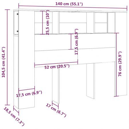 Headboard Cabinet White 140x18.5x104.5 cm