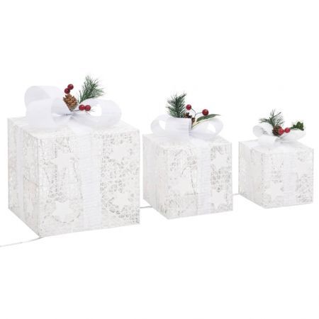 Decorative Christmas Gift Boxes 3 pcs White Outdoor Indoor