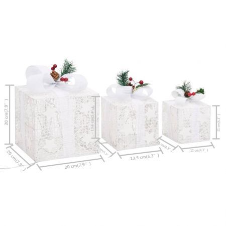 Decorative Christmas Gift Boxes 3 pcs White Outdoor Indoor