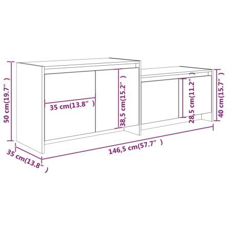 TV Cabinet Black 146.5x35x50 cm Engineered Wood