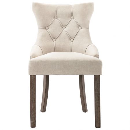 Dining Chairs 2 pcs Beige Fabric