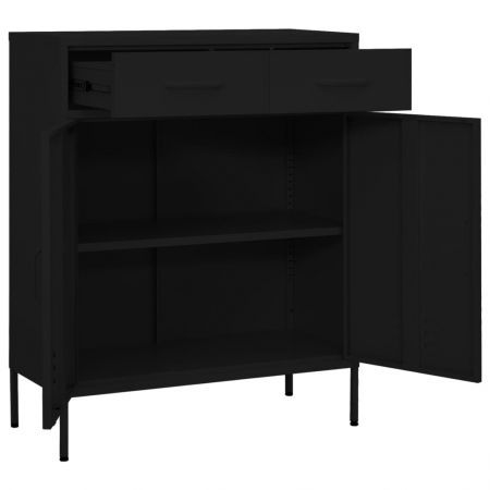 Storage Cabinet Black 80x35x101.5 cm Steel