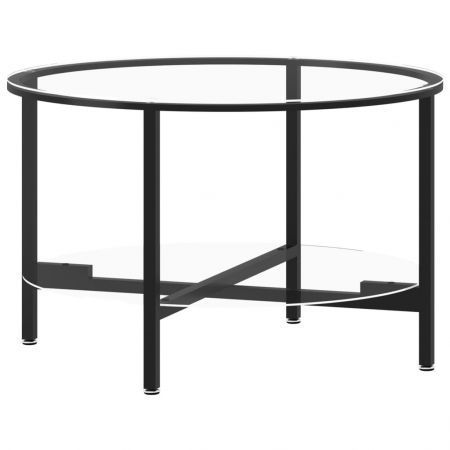 Tea Table Black and Transparent 70 cm Tempered Glass