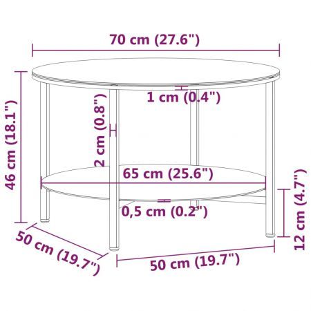 Tea Table Black and Transparent 70 cm Tempered Glass