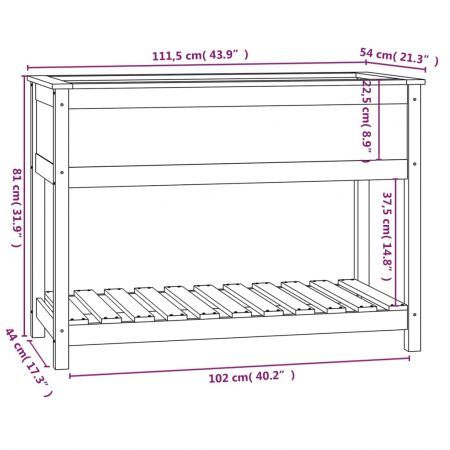 Planter with Shelf Grey 111.5x54x81 cm Solid Wood Pine