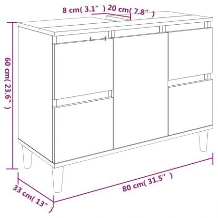 Sink Cabinet Concrete Grey 80x33x60 cm Engineered Wood