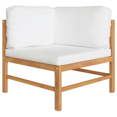 2 Piece Garden Lounge Set with Cream Cushions Teak Wood