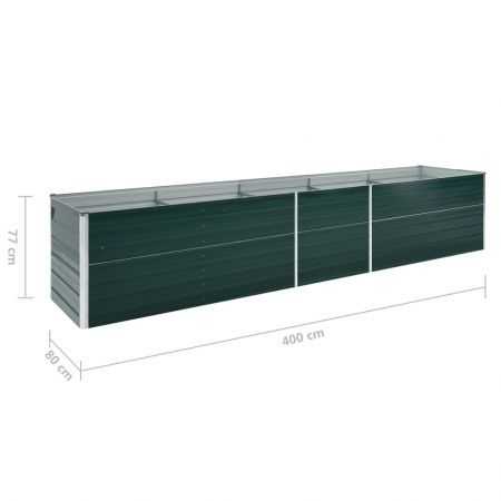 Garden Raised Bed Galvanised Steel 400x80x77 cm Green