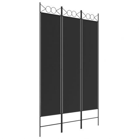 3-Panel Room Divider Black 120x200 cm Fabric