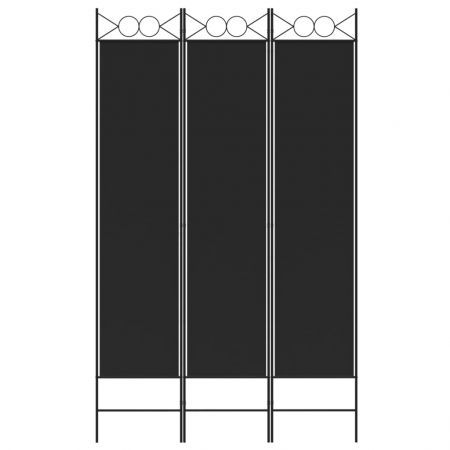 3-Panel Room Divider Black 120x200 cm Fabric