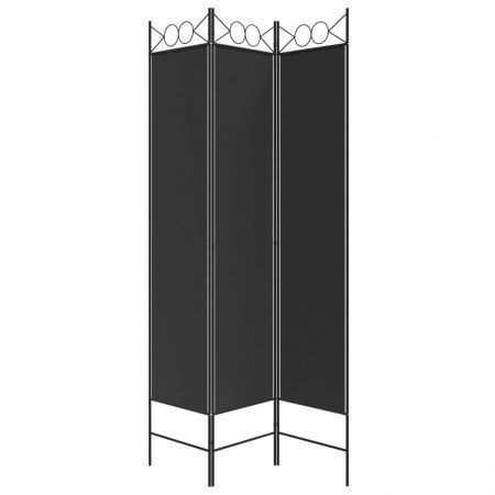 3-Panel Room Divider Black 120x200 cm Fabric