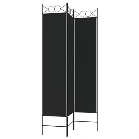 3-Panel Room Divider Black 120x200 cm Fabric