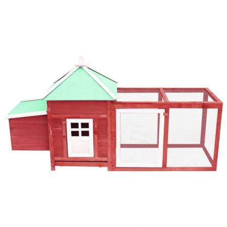 Chicken Coop with Nest Box Red 190x72x102 cm Solid Firwood