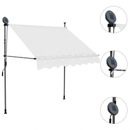 Manual Retractable Awning with LED 200 cm Cream