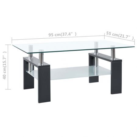 Coffee Table Grey and Transparent 95x55x40 cm Tempered Glass