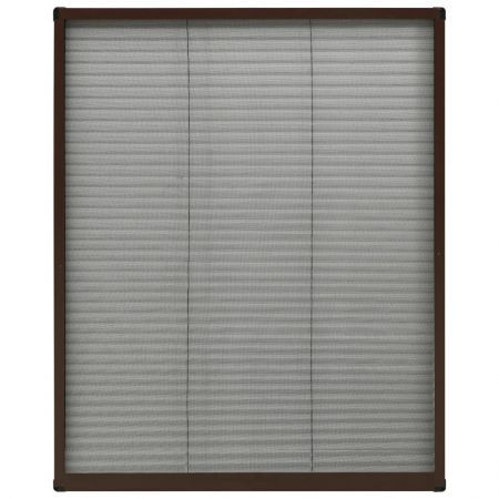 Plisse Insect Screen for Windows Aluminium Brown 80x100 cm