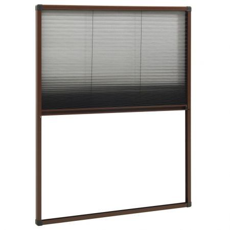 Plisse Insect Screen for Windows Aluminium Brown 80x100 cm