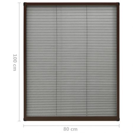 Plisse Insect Screen for Windows Aluminium Brown 80x100 cm