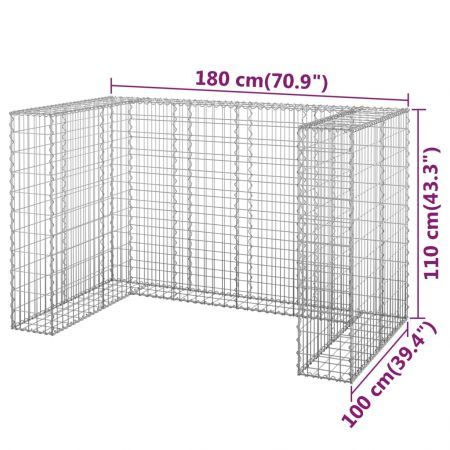 Gabion Wall for Garbage Bins Galvanised Steel 180x100x110 cm