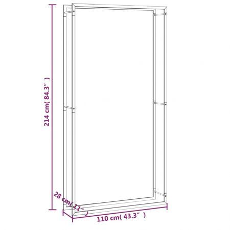 Firewood Rack Matt Black 110x28x214 cm Steel