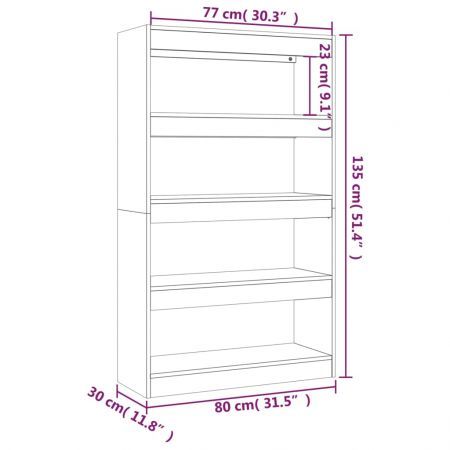 Book Cabinet/Room Divider White 80x30x135 cm Engineered Wood