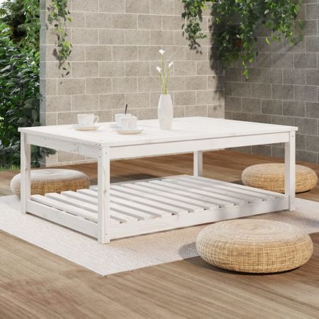 Garden Table White 121x82.5x45 cm Solid Wood Pine