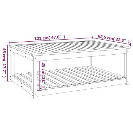 Garden Table White 121x82.5x45 cm Solid Wood Pine