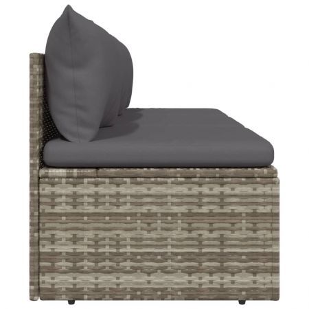 3-Seater Garden Sofa with Cushions Grey Poly Rattan