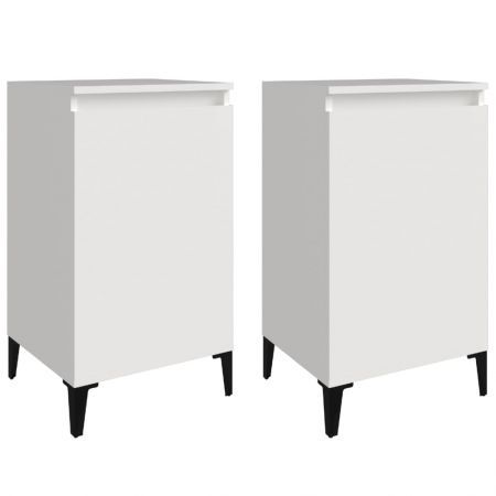 Bedside Cabinets 2 pcs High Gloss White 40x35x70cm Engineered Wood