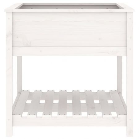 Planter with Shelf White 82.5x82.5x81 cm Solid Wood Pine