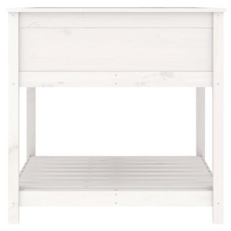 Planter with Shelf White 82.5x82.5x81 cm Solid Wood Pine