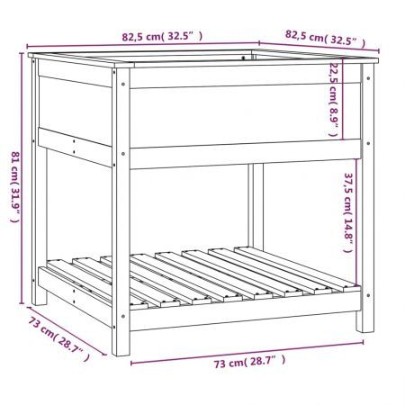 Planter with Shelf White 82.5x82.5x81 cm Solid Wood Pine