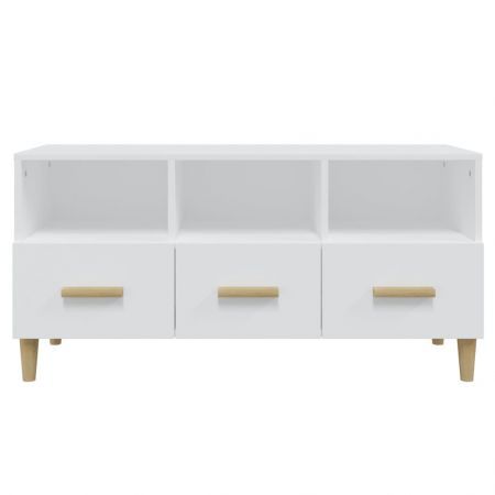 TV Cabinet High Gloss White 102x36x50 cm Engineered Wood