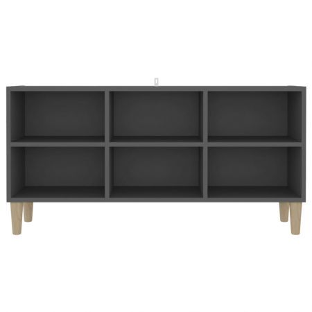 TV Cabinet with Solid Wood Legs Grey 103.5x30x50 cm