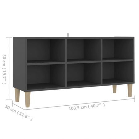 TV Cabinet with Solid Wood Legs Grey 103.5x30x50 cm