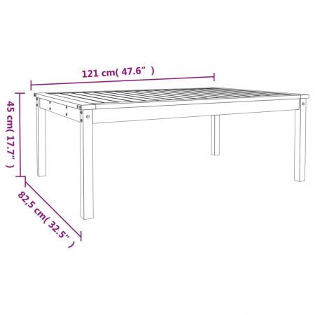 Garden Table Black 121x82.5x45 cm Solid Wood Pine