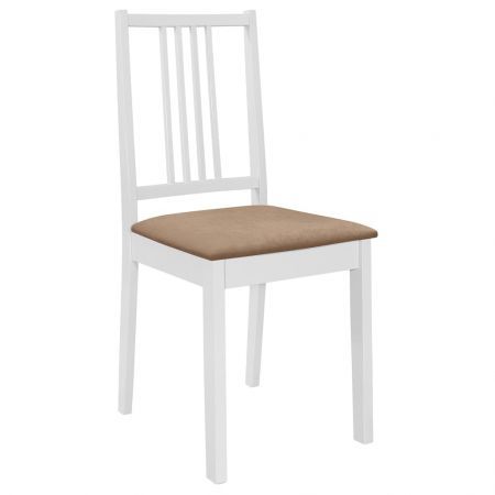 Dining Chairs with Cushions 2 pcs White Solid Wood