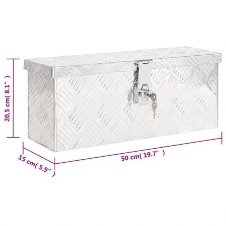 Storage Box Silver 50x15x20.5 cm Aluminium