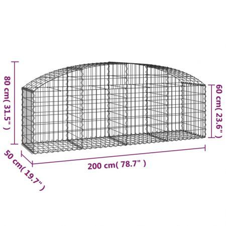 Arched Gabion Basket 200x50x60/80 cm Galvanised Iron