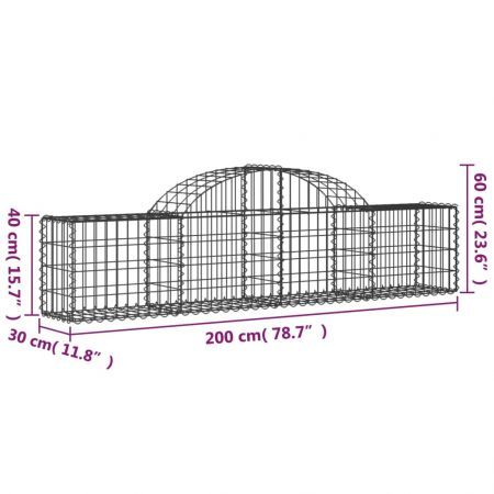 Arched Gabion Basket 200x30x40/60 cm Galvanised Iron