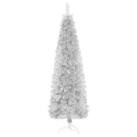 Slim Artificial Half Christmas Tree with Stand Silver 240 cm