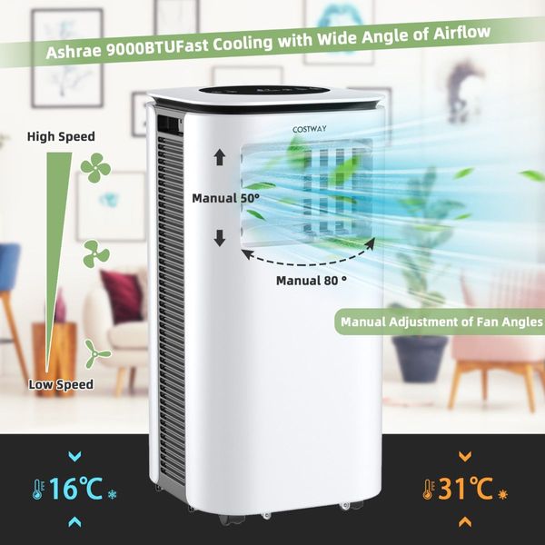 2640W 3-In-1 Mobile Air Conditioner with Fan & Dehumidifier & Remote